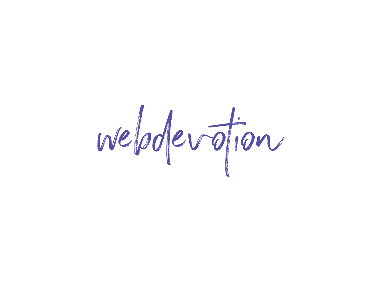 Handwritten name of website, with a paint brush, in purple.